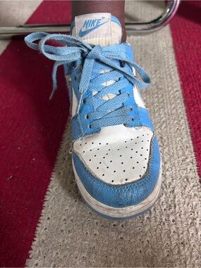 Nike White and Light Blue Low-Top Sneaker